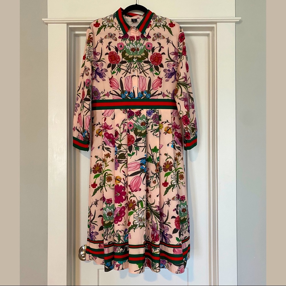 Floral midi dress with sash